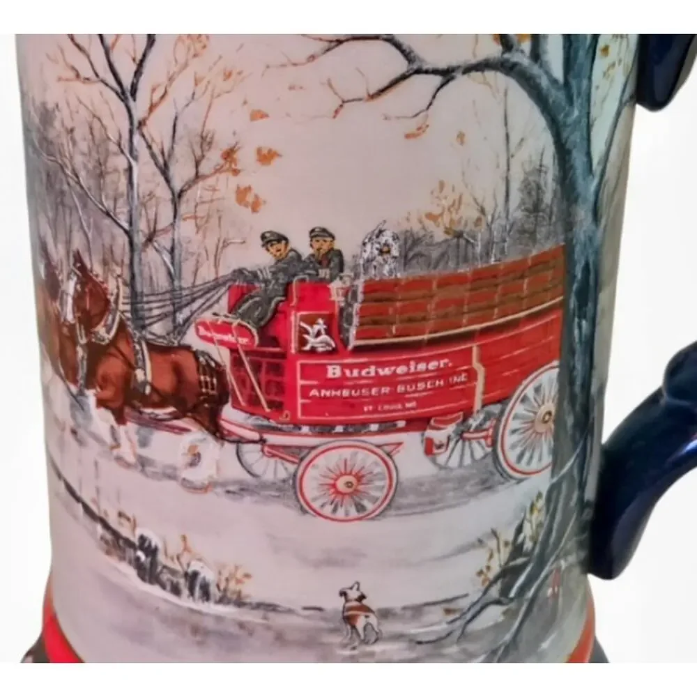 Budweiser: An American Tradition 1990 7in VTG Ceramic Holiday Beer Stein